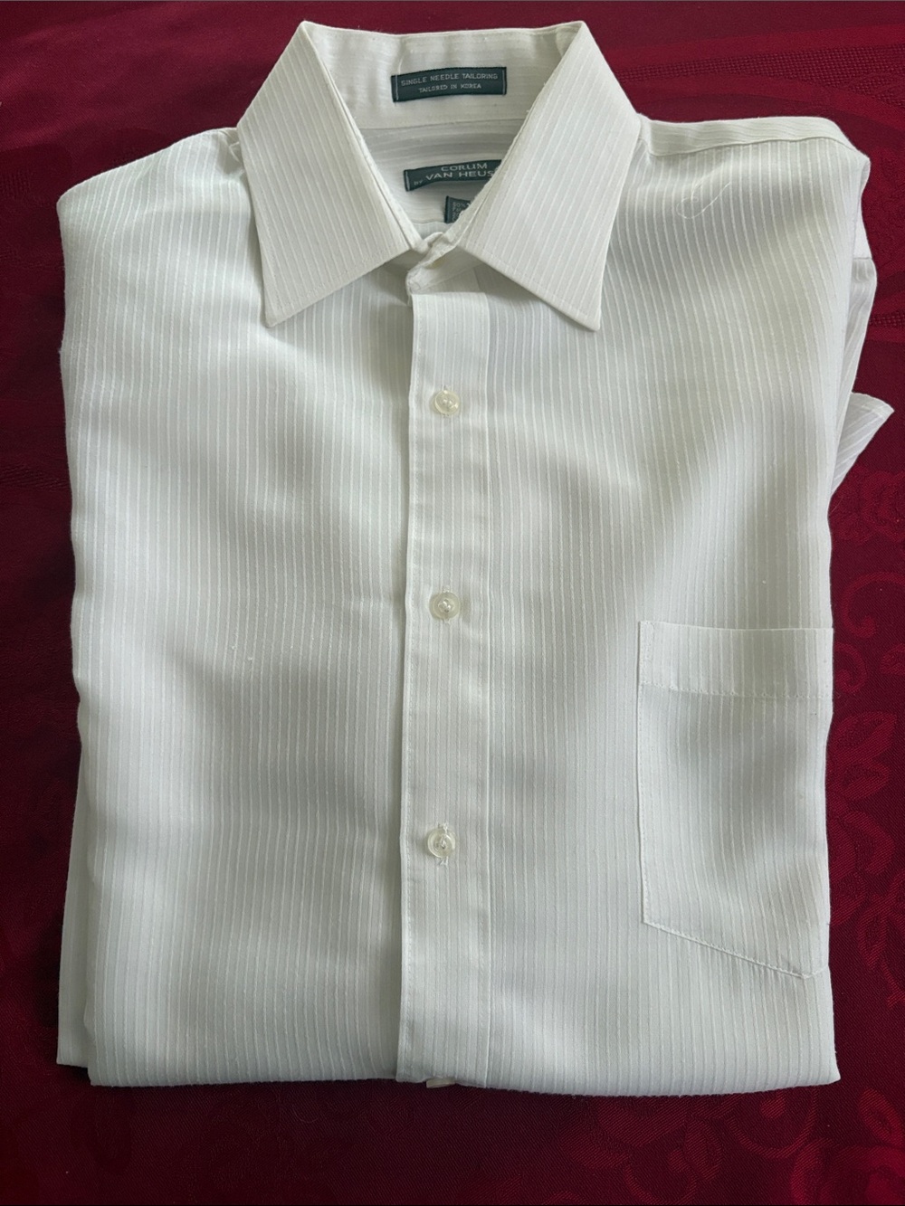 Corum by Van Heusen Fitted Dress Shirt White Textured Mens Size 15.5 32/33